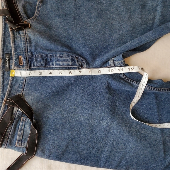 NWT Tahari Indigo Straight Leg, Medium Rise Ribbon Waist Jeans Size 12 M8DU2204 - Picture 4 of 12